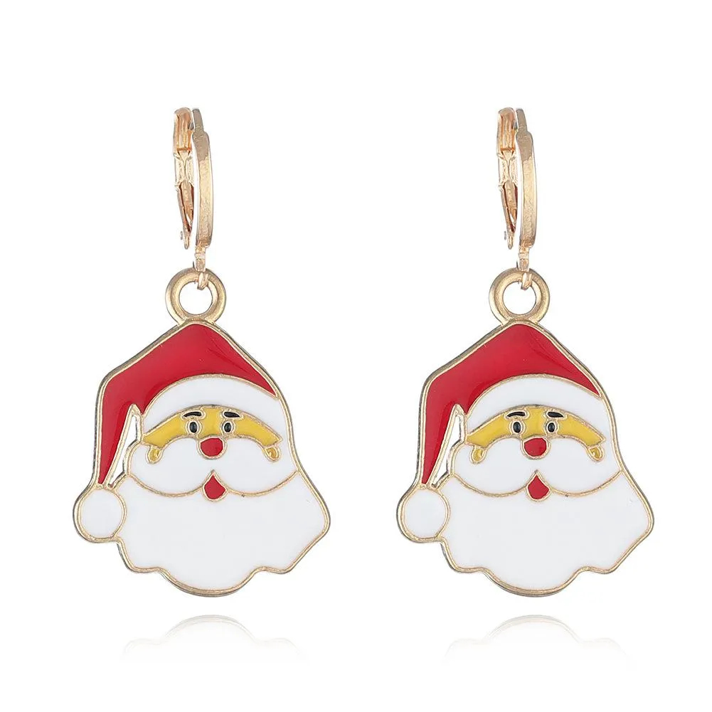 FFOrder Christmas Series Earrings Female New Cartoon Santa Claus Christmas Tree Pendant Earrings Accessories