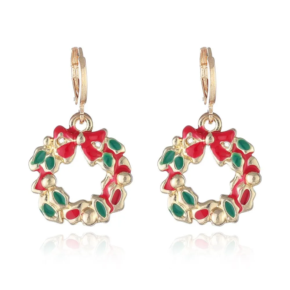 FFOrder Christmas Series Earrings Female New Cartoon Santa Claus Christmas Tree Pendant Earrings Accessories