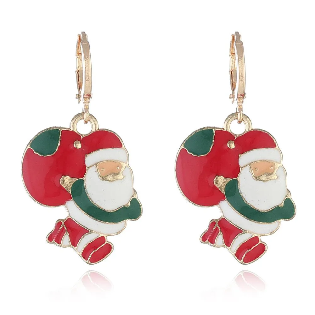 FFOrder Christmas Series Earrings Female New Cartoon Santa Claus Christmas Tree Pendant Earrings Accessories