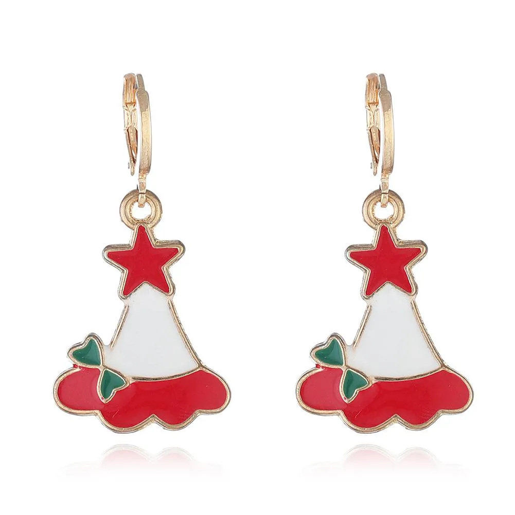 FFOrder Christmas Series Earrings Female New Cartoon Santa Claus Christmas Tree Pendant Earrings Accessories