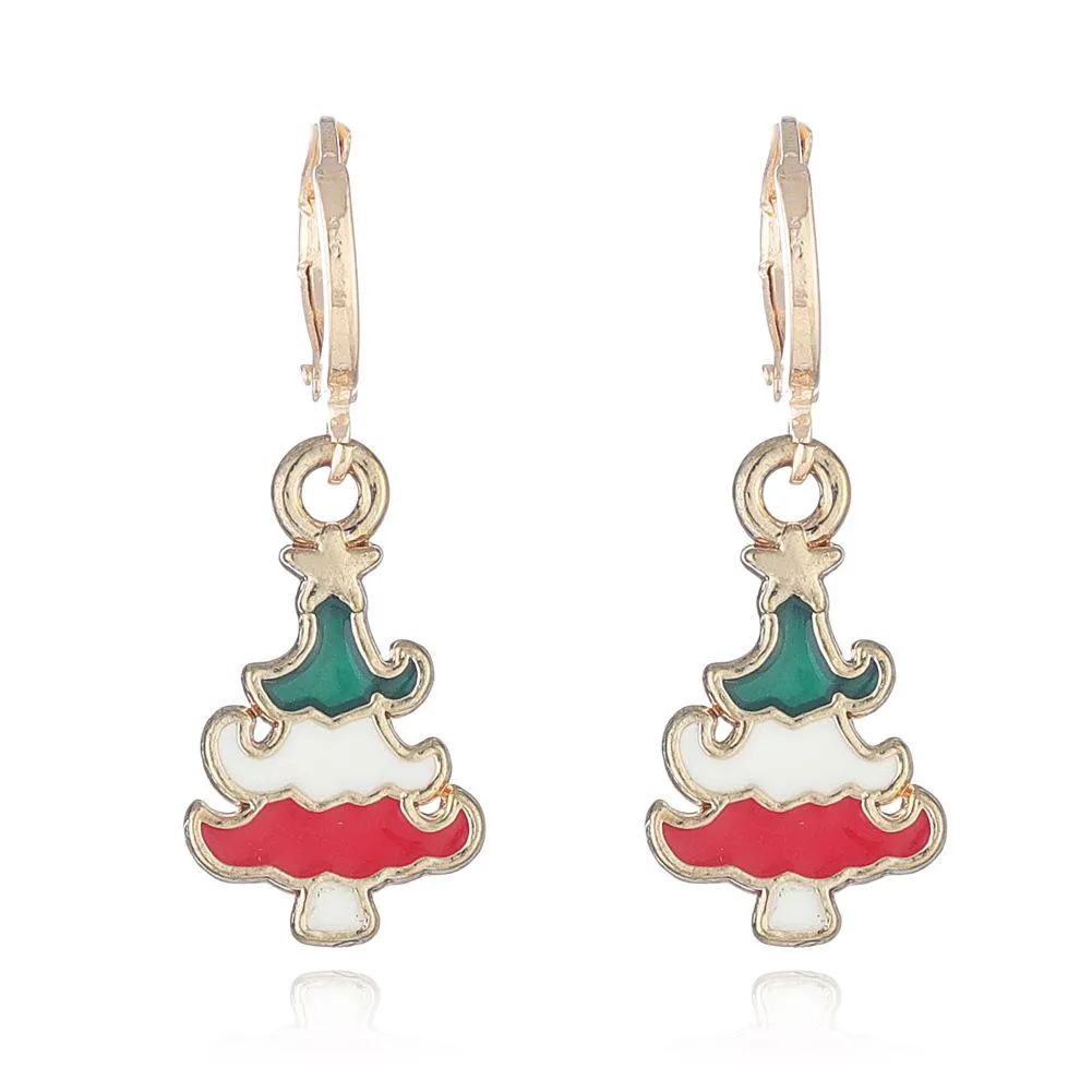 FFOrder Christmas Series Earrings Female New Cartoon Santa Claus Christmas Tree Pendant Earrings Accessories