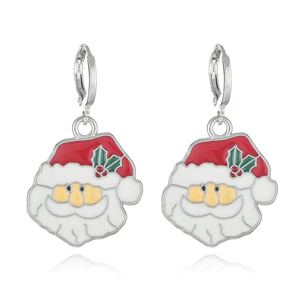FFOrder Christmas Series Earrings Female New Cartoon Santa Claus Christmas Tree Pendant Earrings Accessories