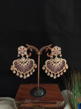 Floral Elegance: Uncut Stones Polki Kundan Earrings