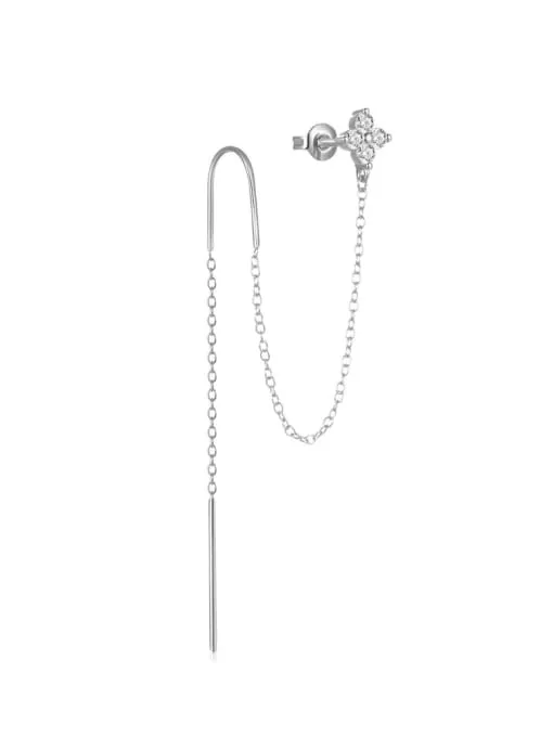 Flower Ear Thread Double Earrings 925 Sterling SIlver 18K Gold Plated Double Earrings KESLEY
