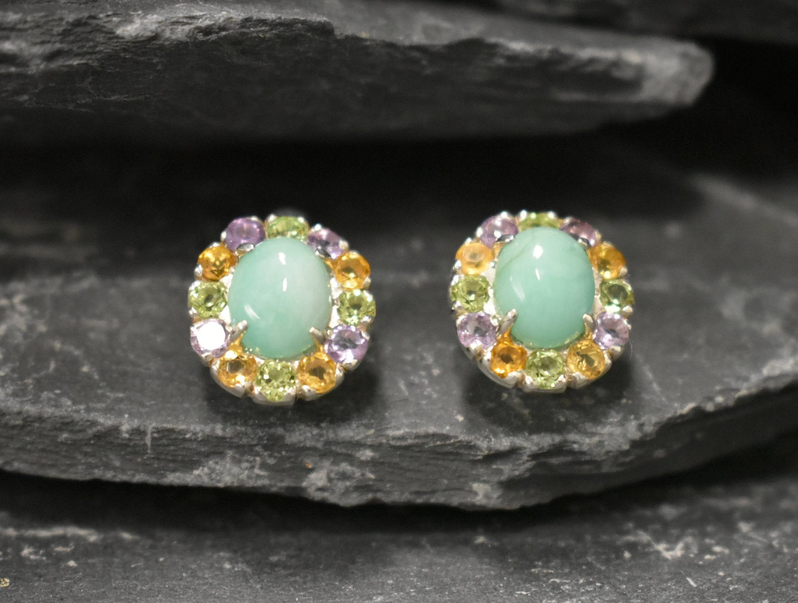 Flower Emerald Earrings - GENUINE Emerald Earrings - Green Victorian Earrings