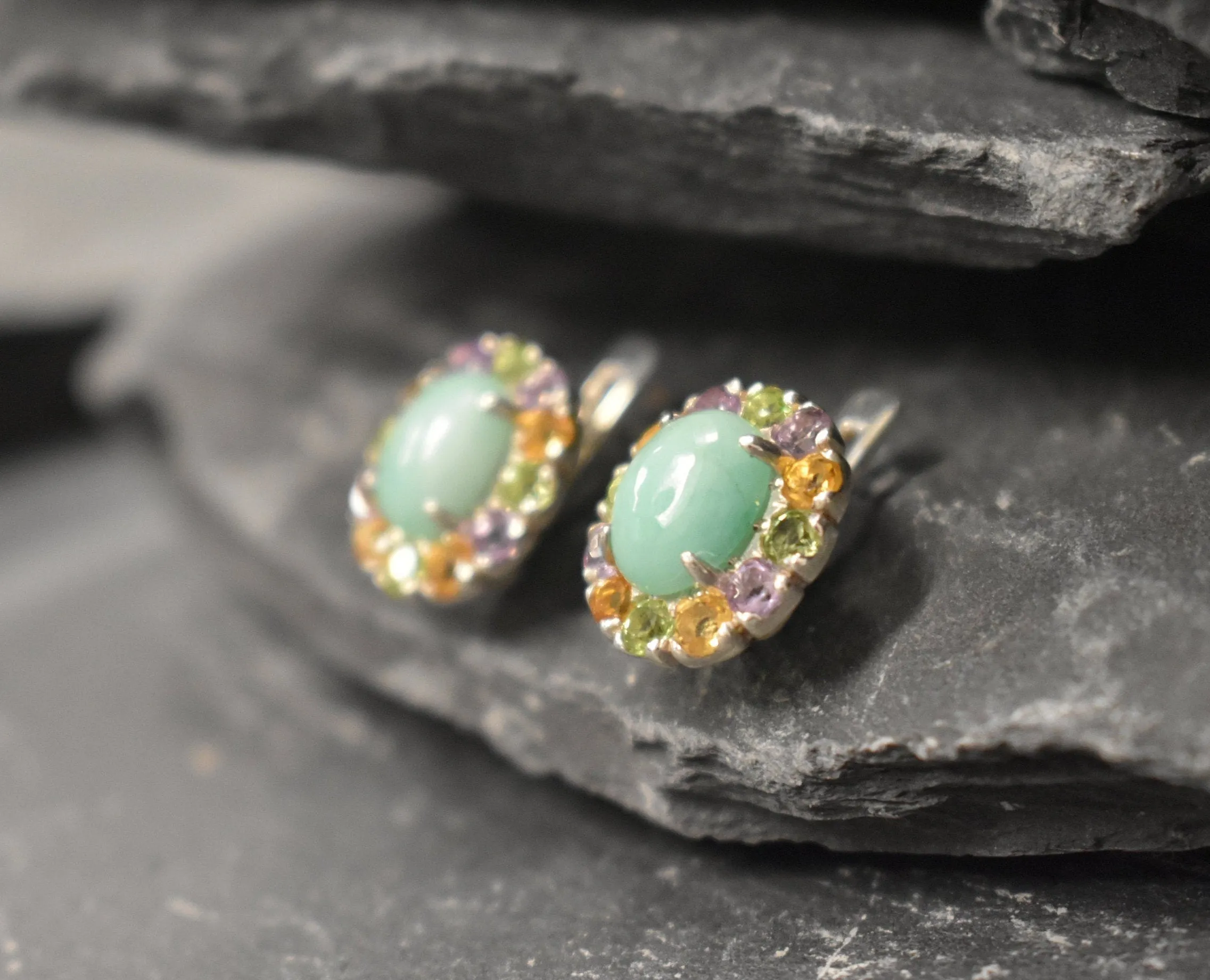 Flower Emerald Earrings - GENUINE Emerald Earrings - Green Victorian Earrings