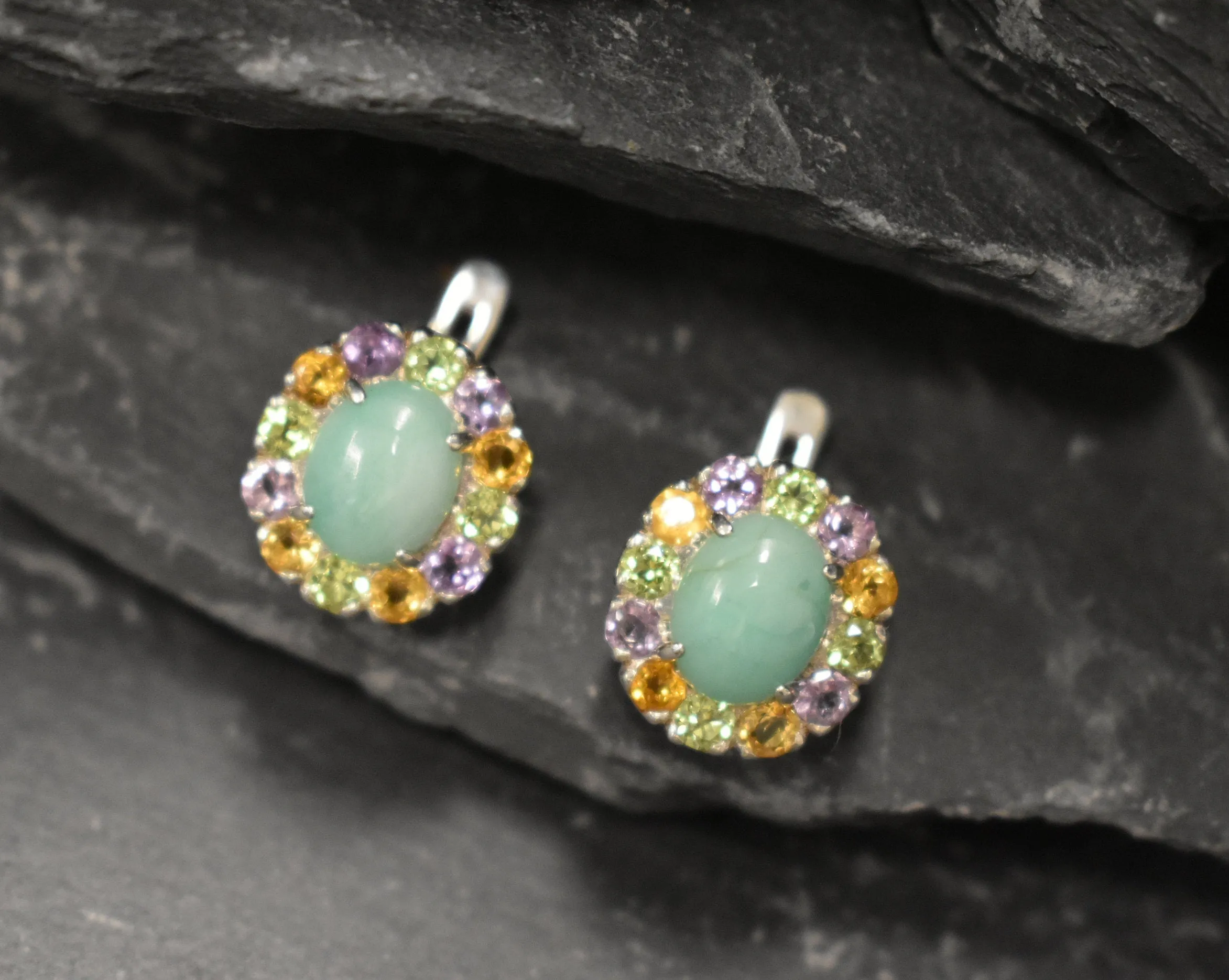Flower Emerald Earrings - GENUINE Emerald Earrings - Green Victorian Earrings