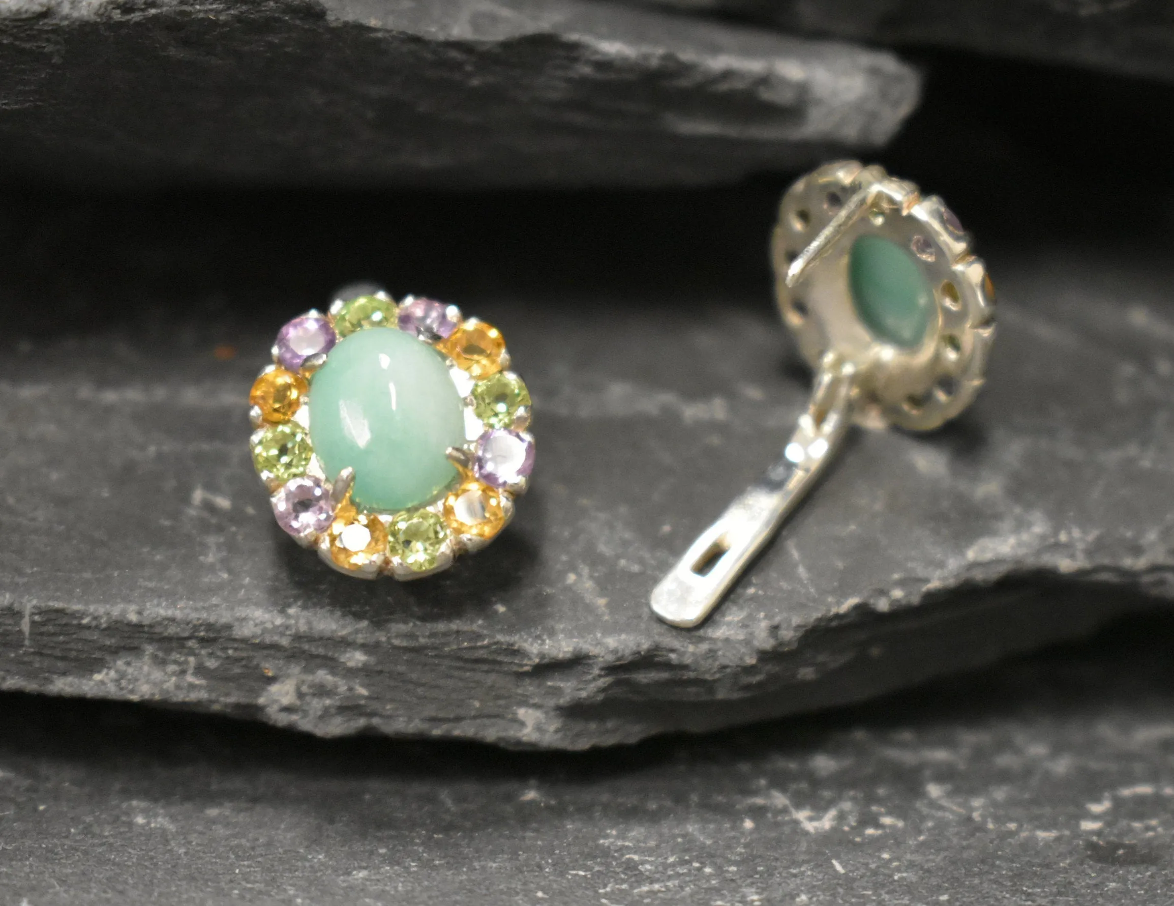 Flower Emerald Earrings - GENUINE Emerald Earrings - Green Victorian Earrings