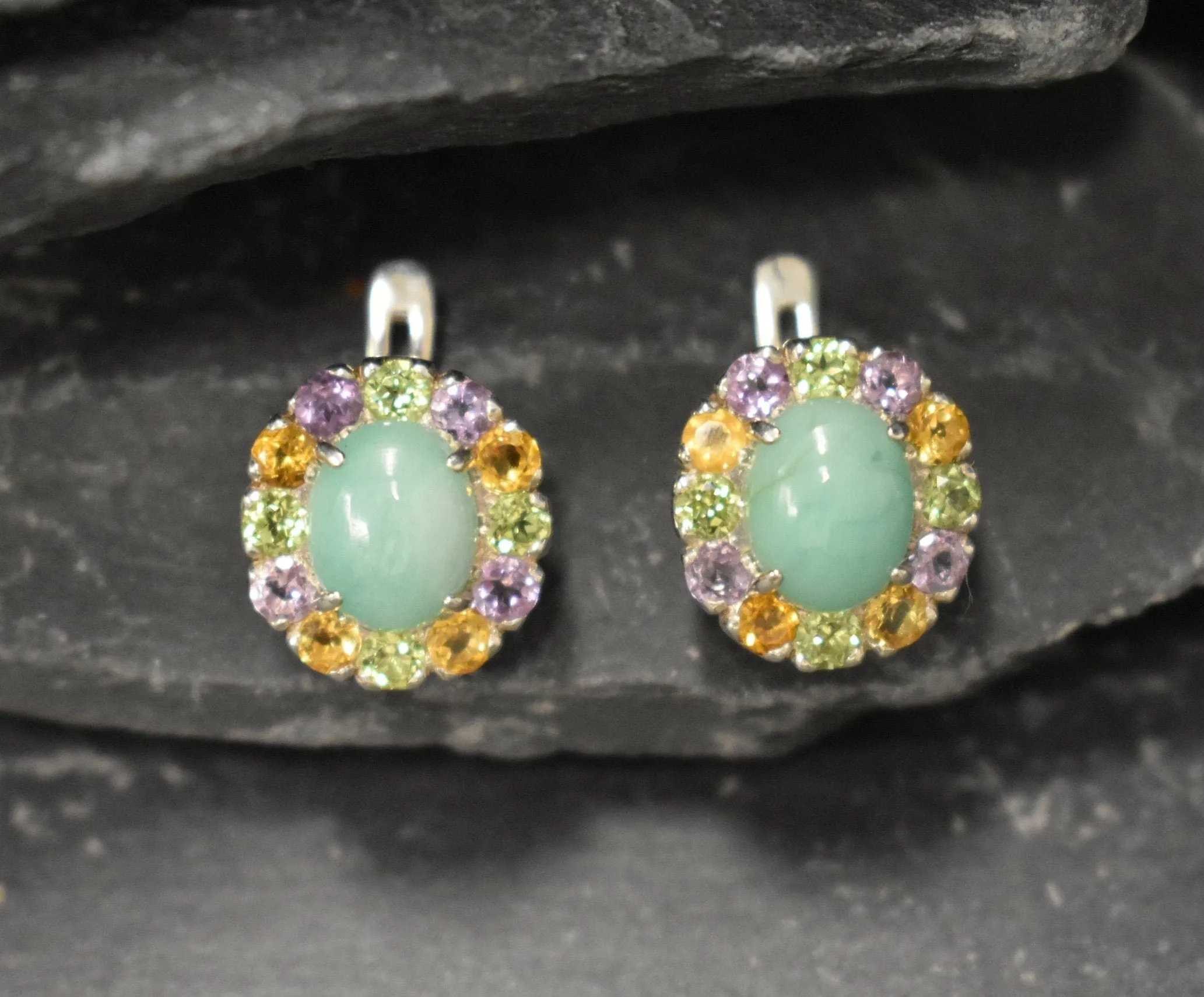 Flower Emerald Earrings - GENUINE Emerald Earrings - Green Victorian Earrings
