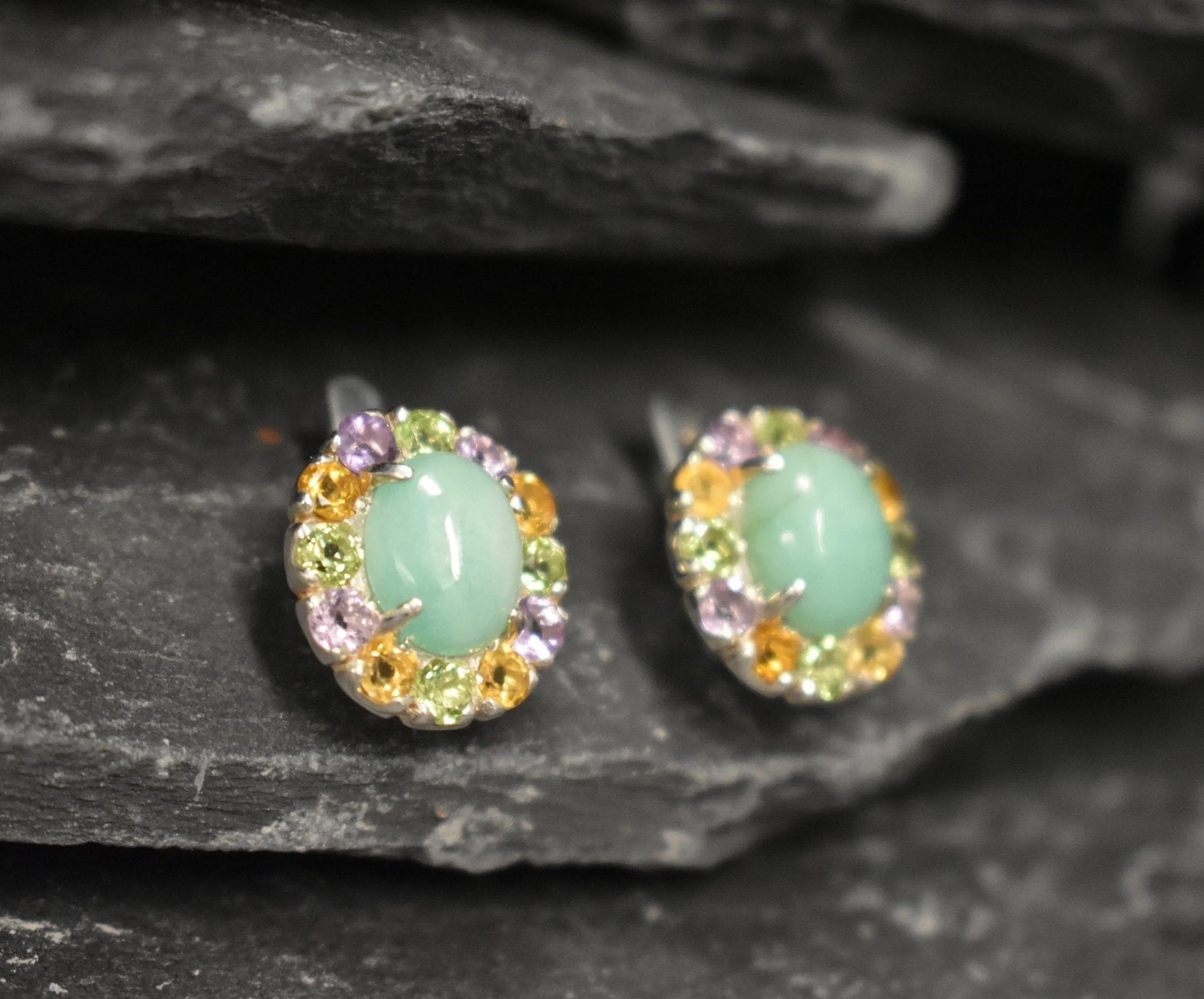 Flower Emerald Earrings - GENUINE Emerald Earrings - Green Victorian Earrings