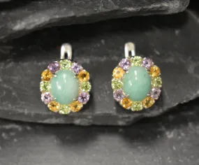 Flower Emerald Earrings - GENUINE Emerald Earrings - Green Victorian Earrings