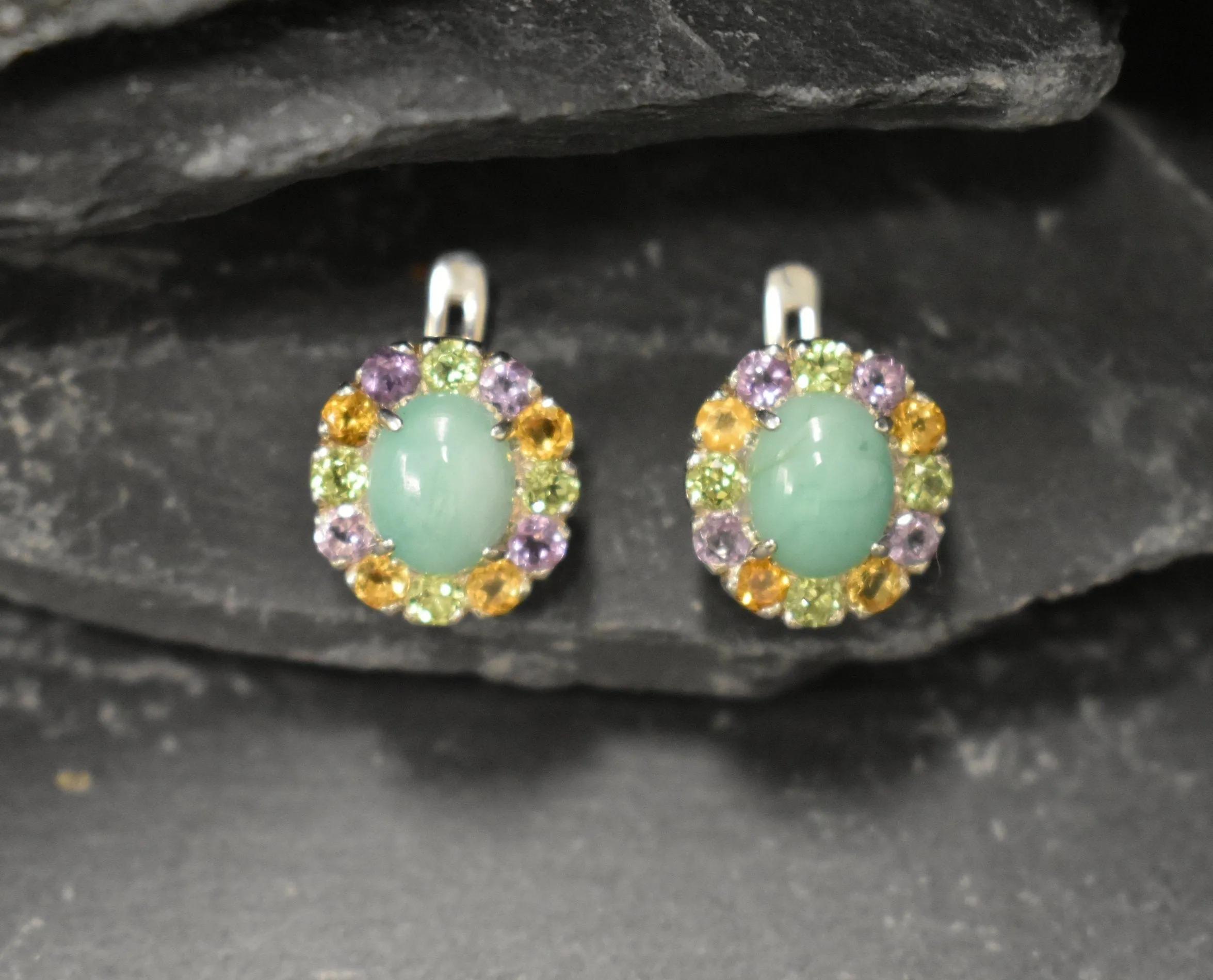 Flower Emerald Earrings - GENUINE Emerald Earrings - Green Victorian Earrings