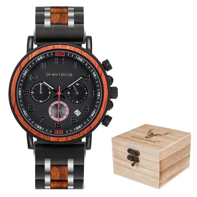 Funki Buys | Watches | Men's Wooden Quartz Wrist Stop Watch