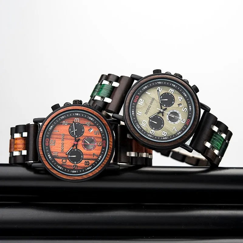 Funki Buys | Watches | Men's Wooden Quartz Wrist Stop Watch
