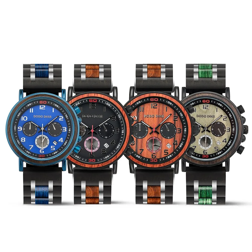 Funki Buys | Watches | Men's Wooden Quartz Wrist Stop Watch