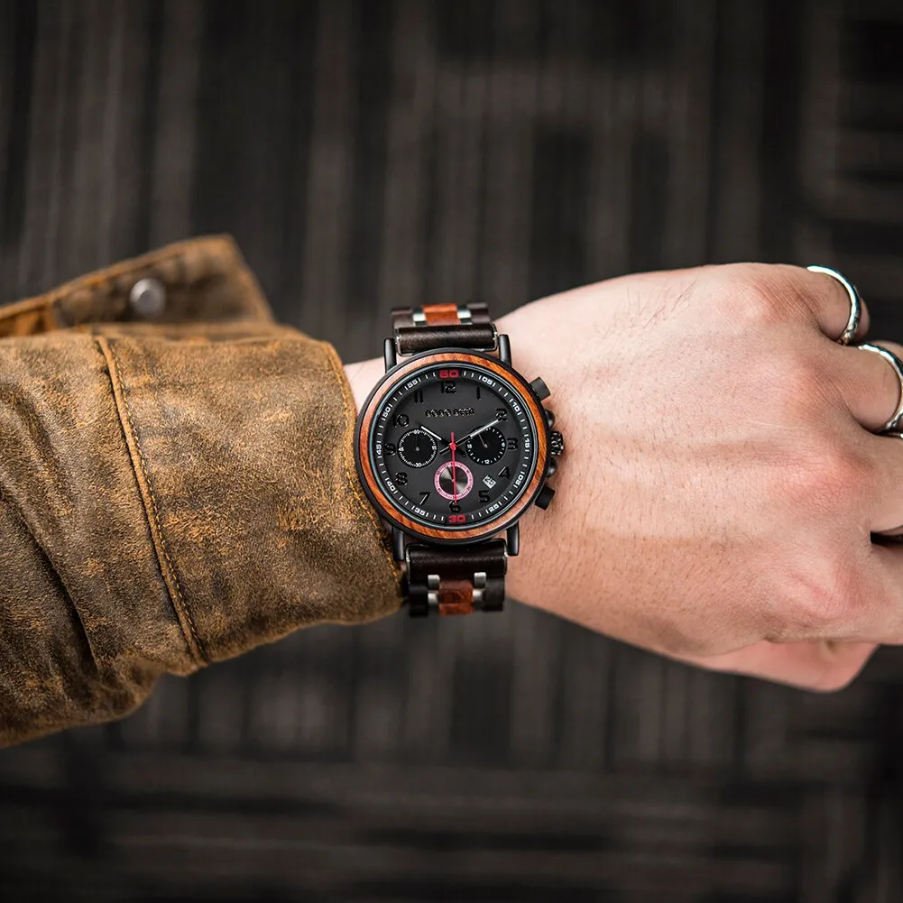 Funki Buys | Watches | Men's Wooden Quartz Wrist Stop Watch
