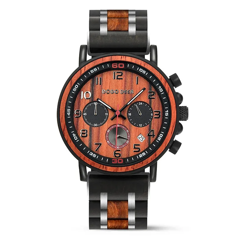 Funki Buys | Watches | Men's Wooden Quartz Wrist Stop Watch