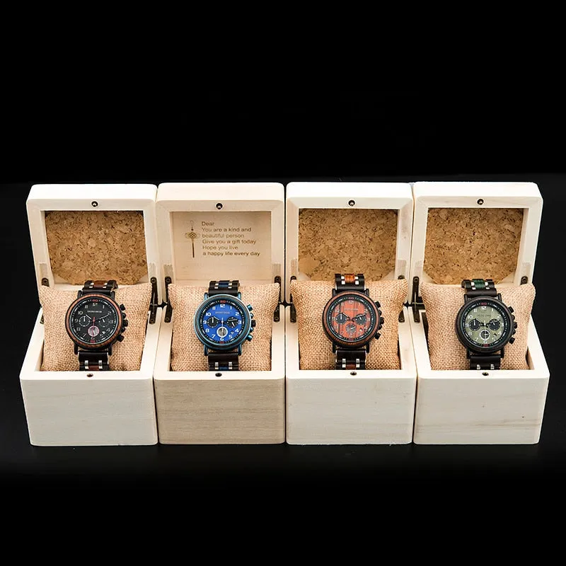 Funki Buys | Watches | Men's Wooden Quartz Wrist Stop Watch