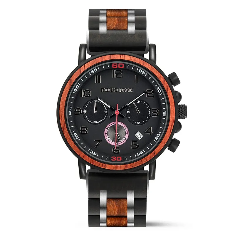 Funki Buys | Watches | Men's Wooden Quartz Wrist Stop Watch