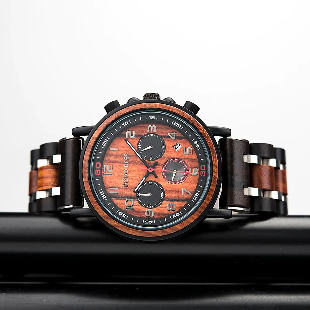 Funki Buys | Watches | Men's Wooden Quartz Wrist Stop Watch