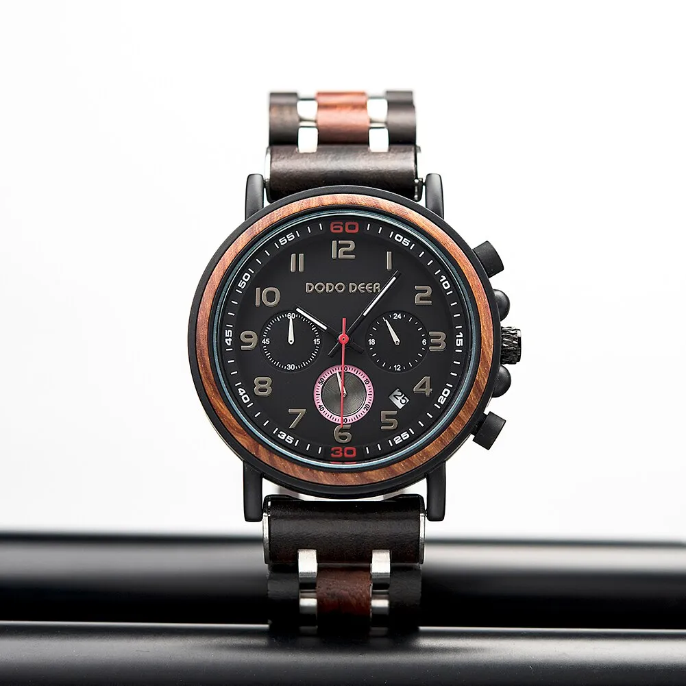 Funki Buys | Watches | Men's Wooden Quartz Wrist Stop Watch