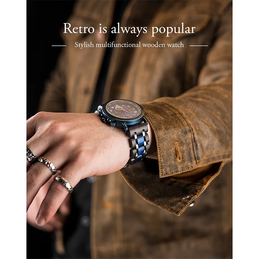 Funki Buys | Watches | Men's Wooden Quartz Wrist Stop Watch