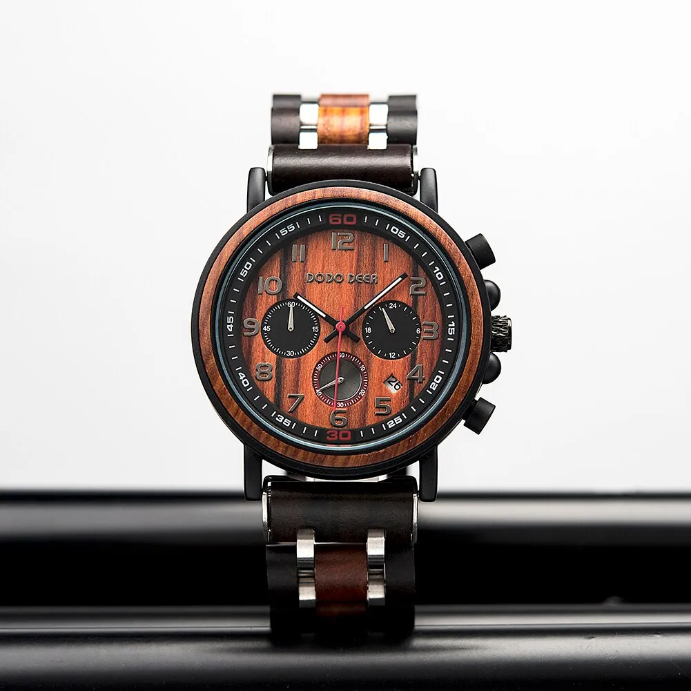 Funki Buys | Watches | Men's Wooden Quartz Wrist Stop Watch