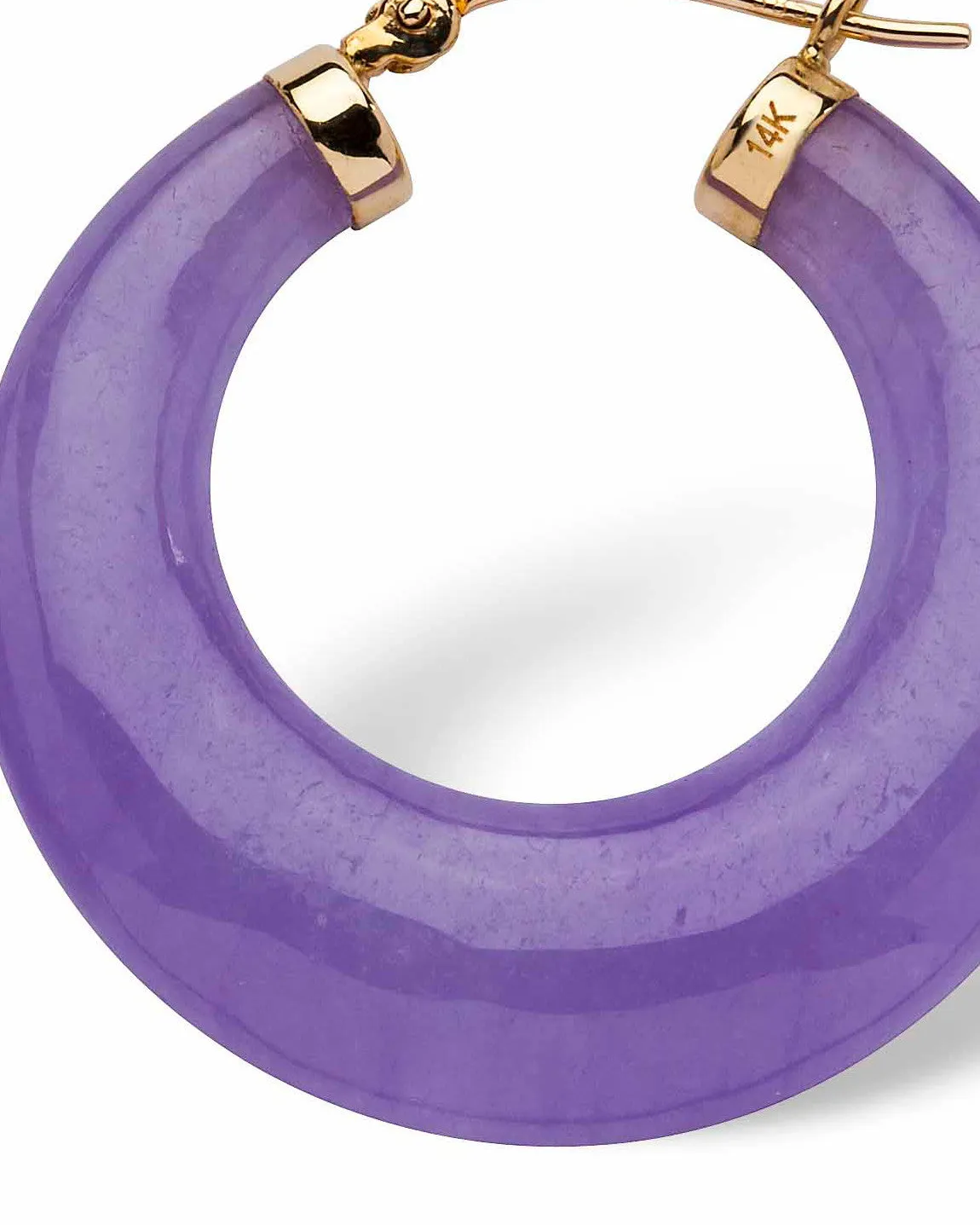 Genuine Lavender Jade 14k Yellow Gold Hoop Earrings | Purple