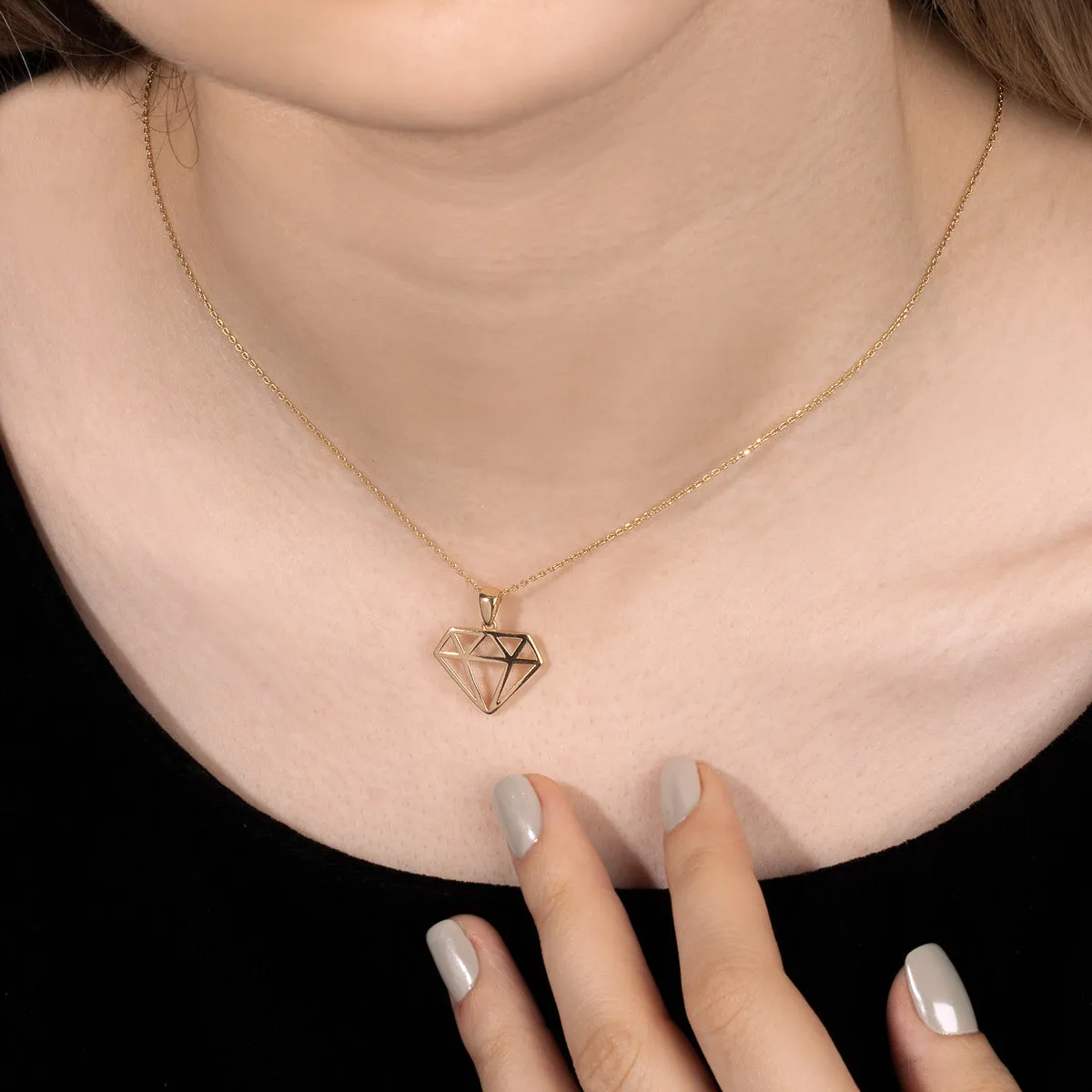 Geometric Diamond Necklace Charm