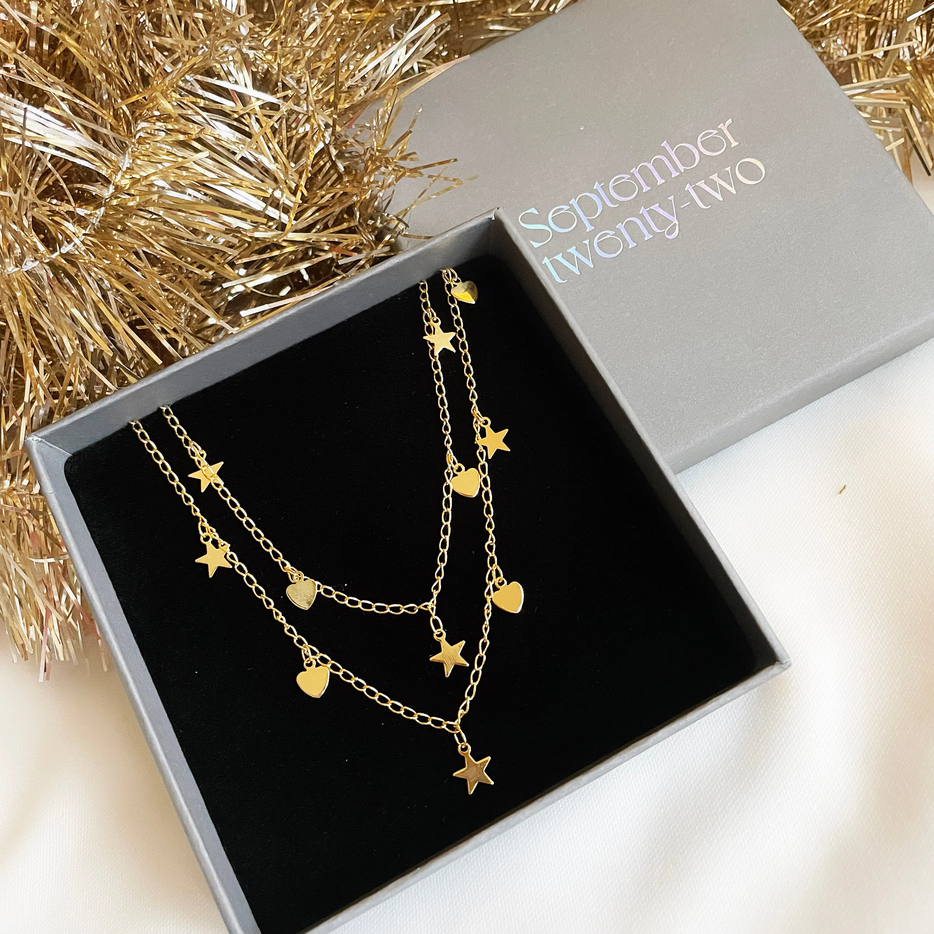 Gold Layering Necklace | Hearts & Stars