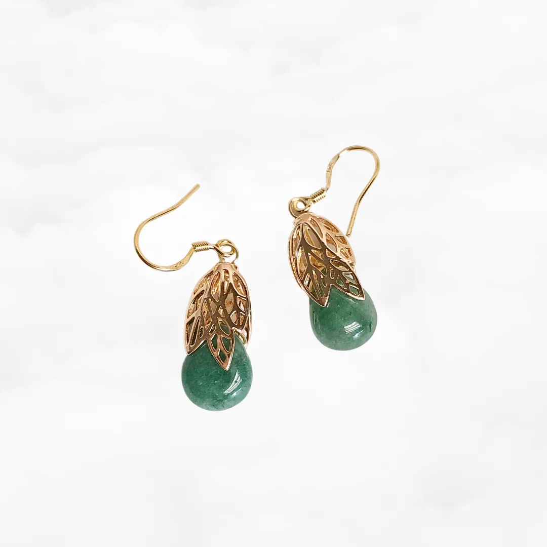 Gold Leaf Aventurine Earrings