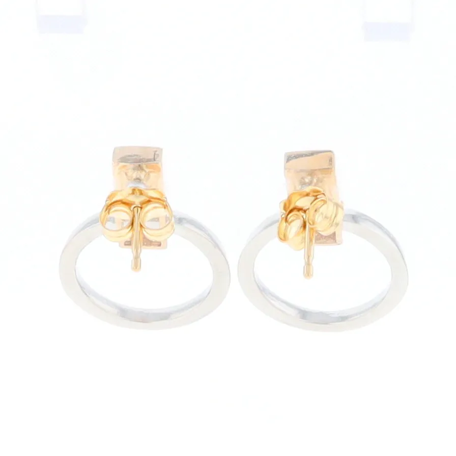 Gold Quartz Rectangle Inlaid Knocker Earrings - G2