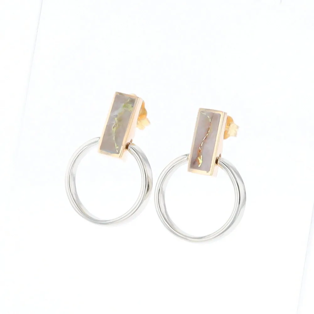 Gold Quartz Rectangle Inlaid Knocker Earrings - G2