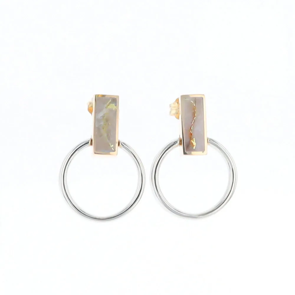 Gold Quartz Rectangle Inlaid Knocker Earrings - G2