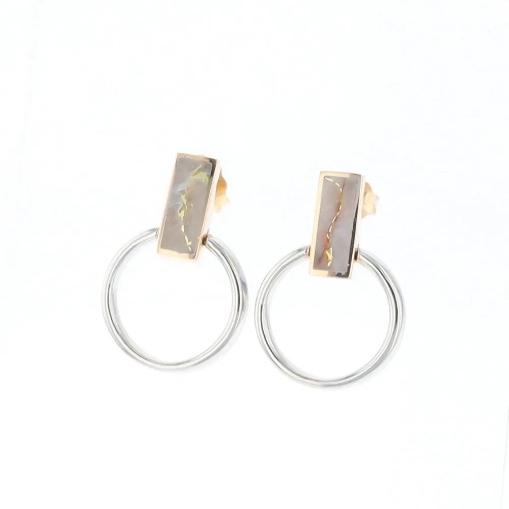 Gold Quartz Rectangle Inlaid Knocker Earrings - G2