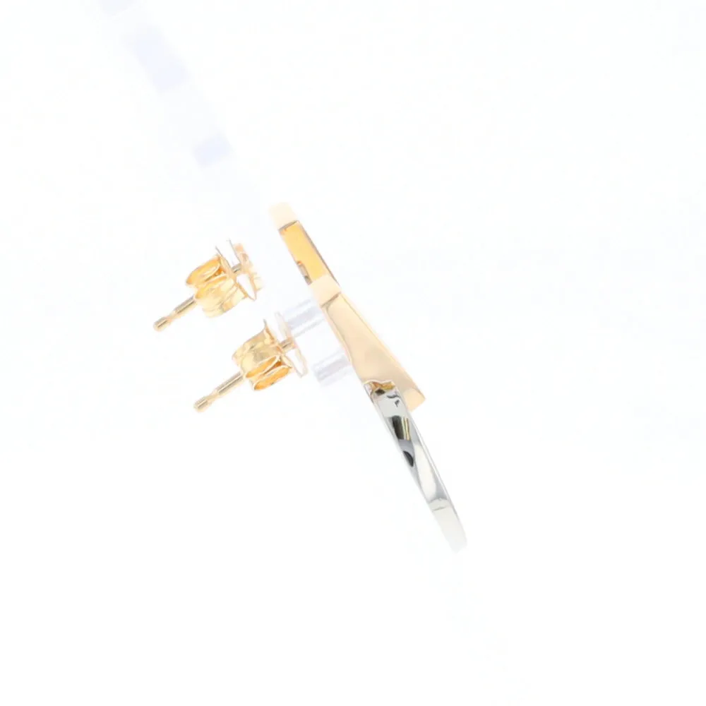 Gold Quartz Rectangle Inlaid Knocker Earrings - G2
