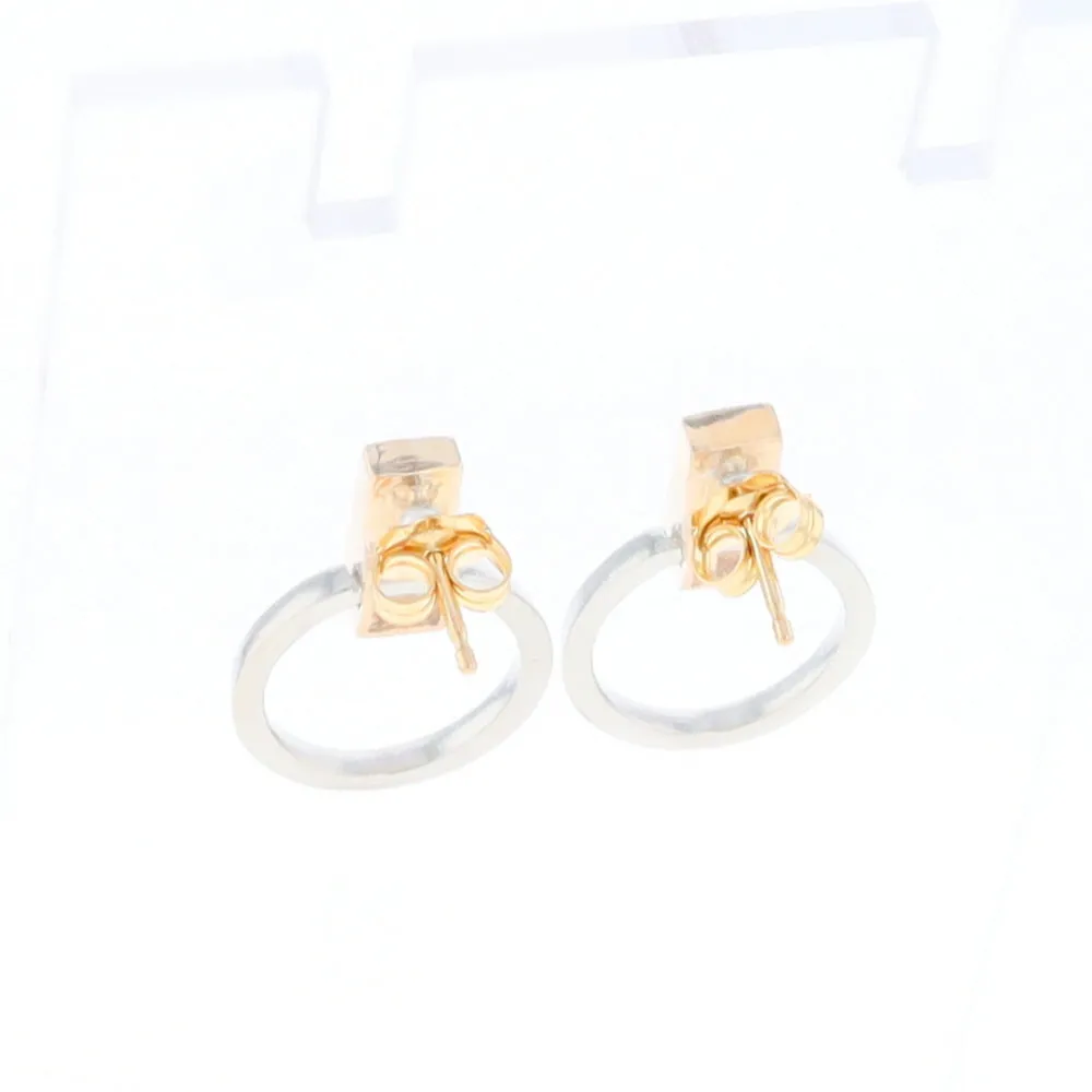 Gold Quartz Rectangle Inlaid Knocker Earrings - G2