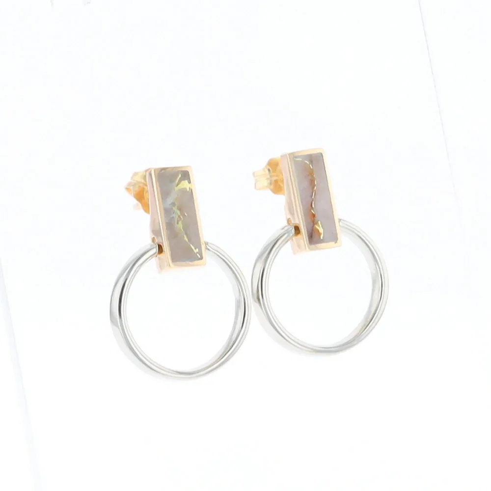 Gold Quartz Rectangle Inlaid Knocker Earrings - G2