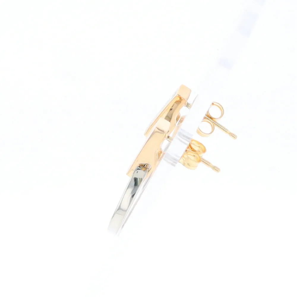Gold Quartz Rectangle Inlaid Knocker Earrings - G2