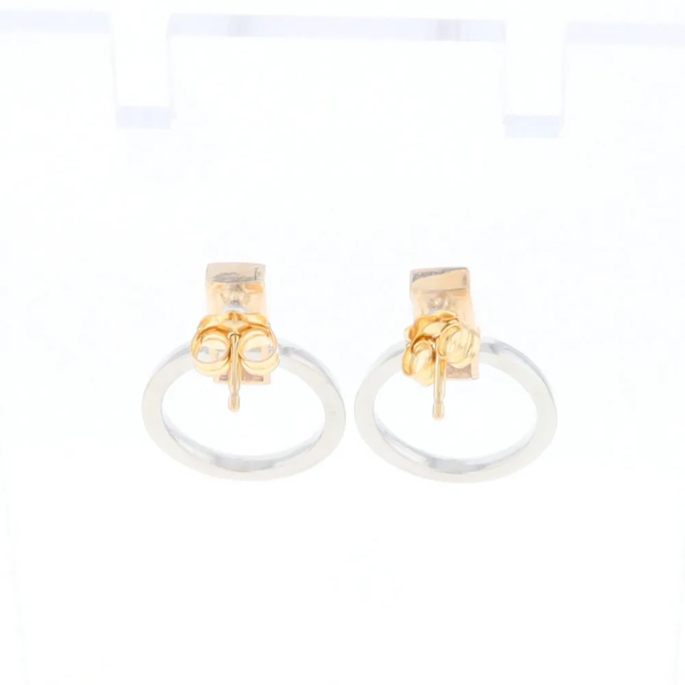 Gold Quartz Rectangle Inlaid Knocker Earrings - G2