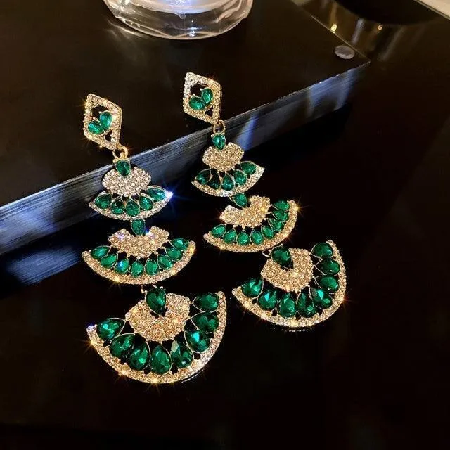 Green Crystal Drop Earring