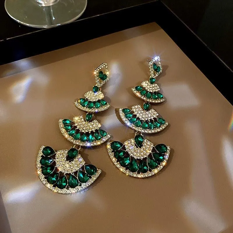 Green Crystal Drop Earring