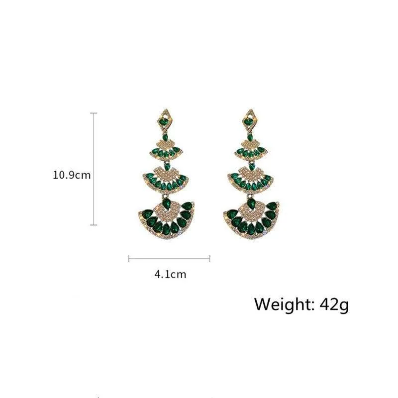 Green Crystal Drop Earring