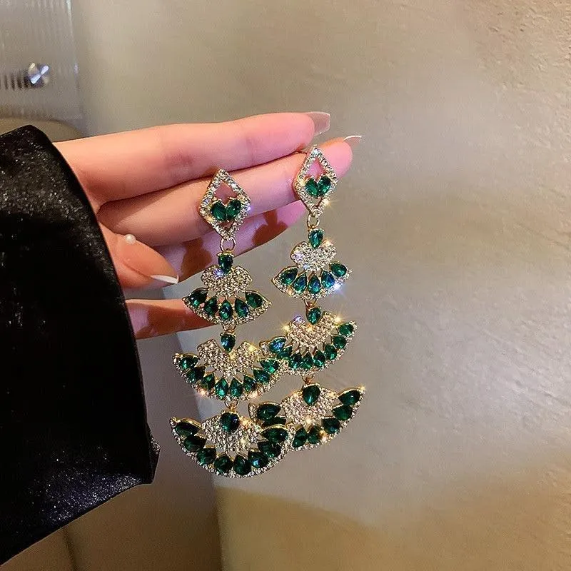 Green Crystal Drop Earring