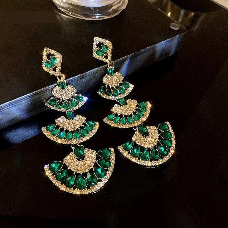 Green Crystal Drop Earring