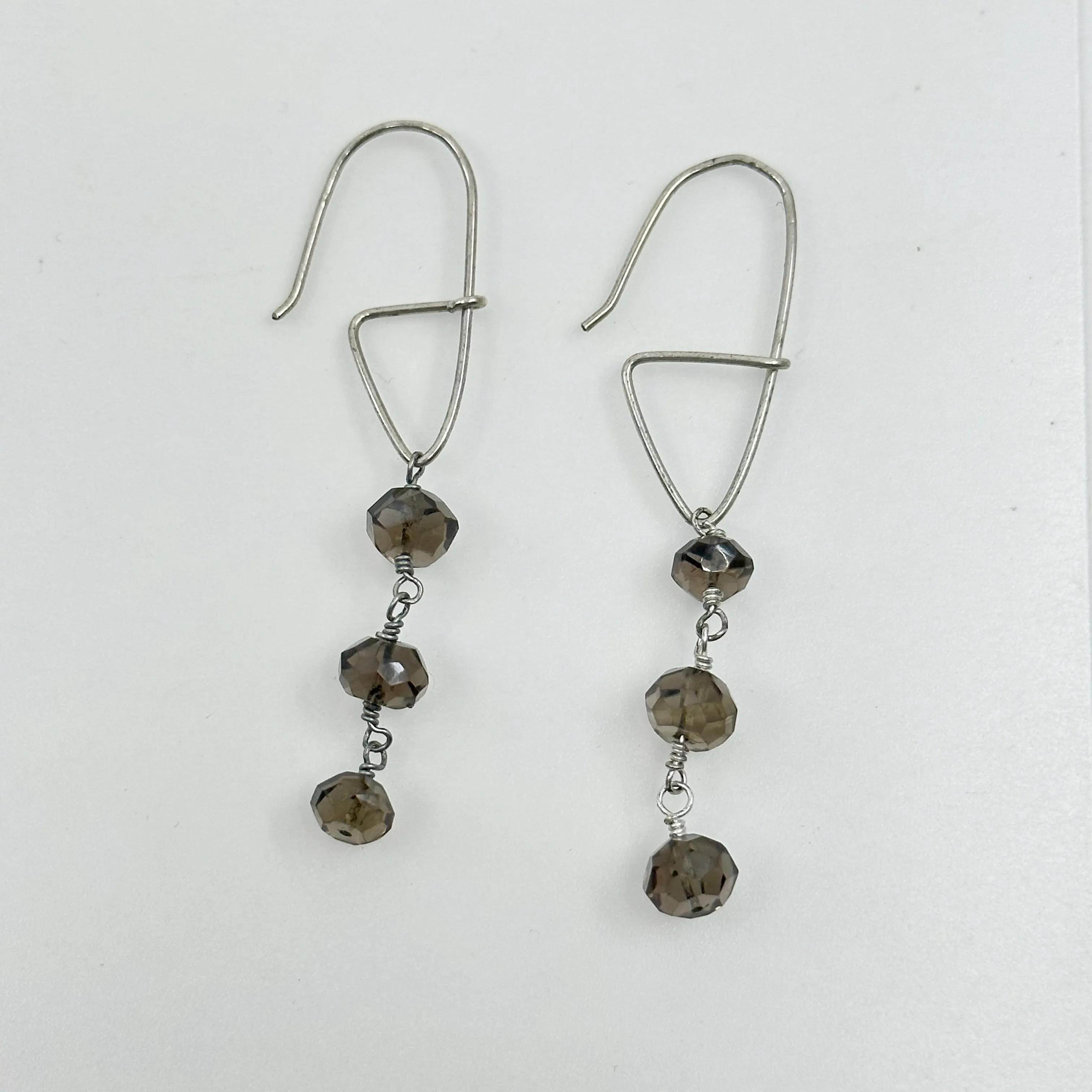 Hand Made Sterling silver smoky quartz earrings GM93