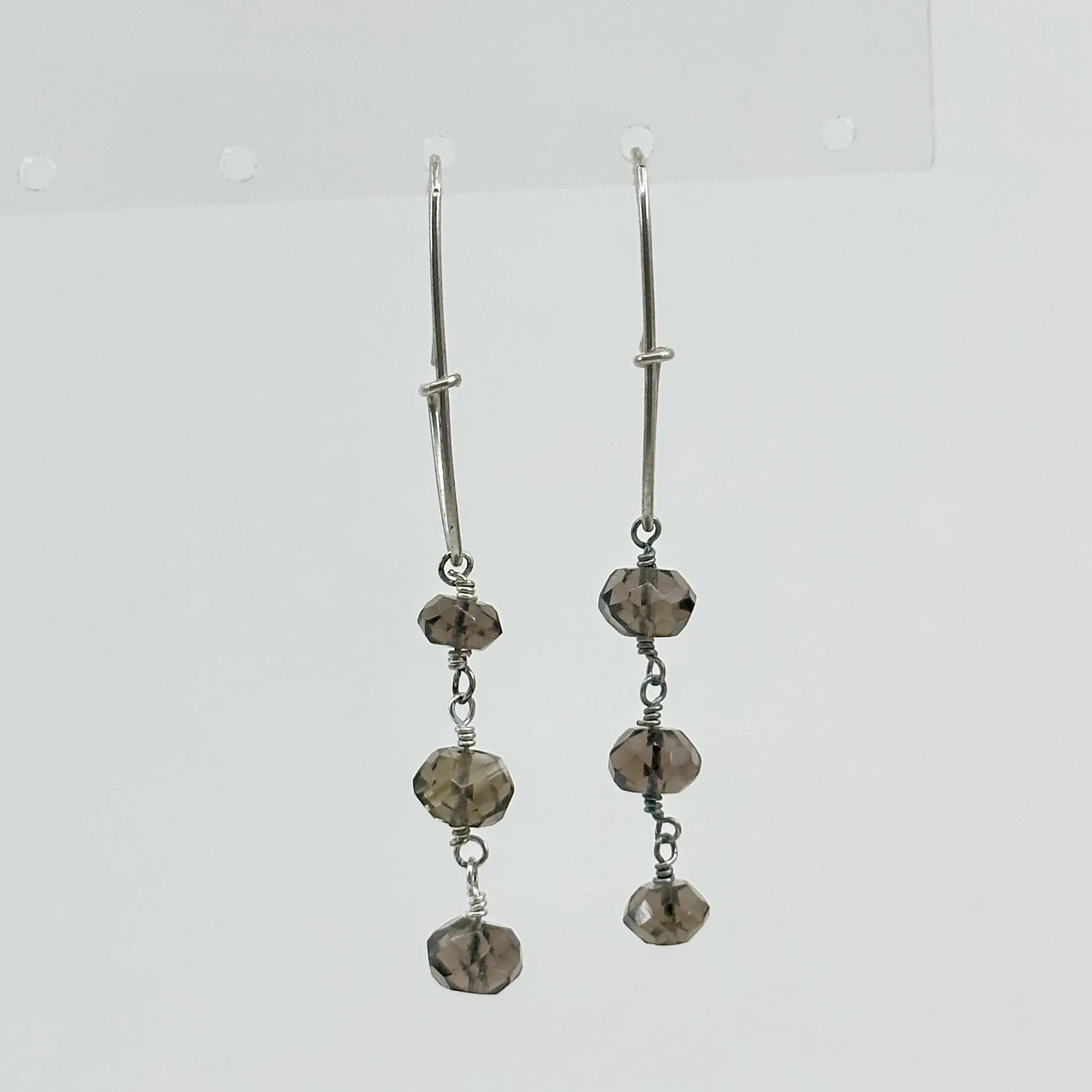 Hand Made Sterling silver smoky quartz earrings GM93
