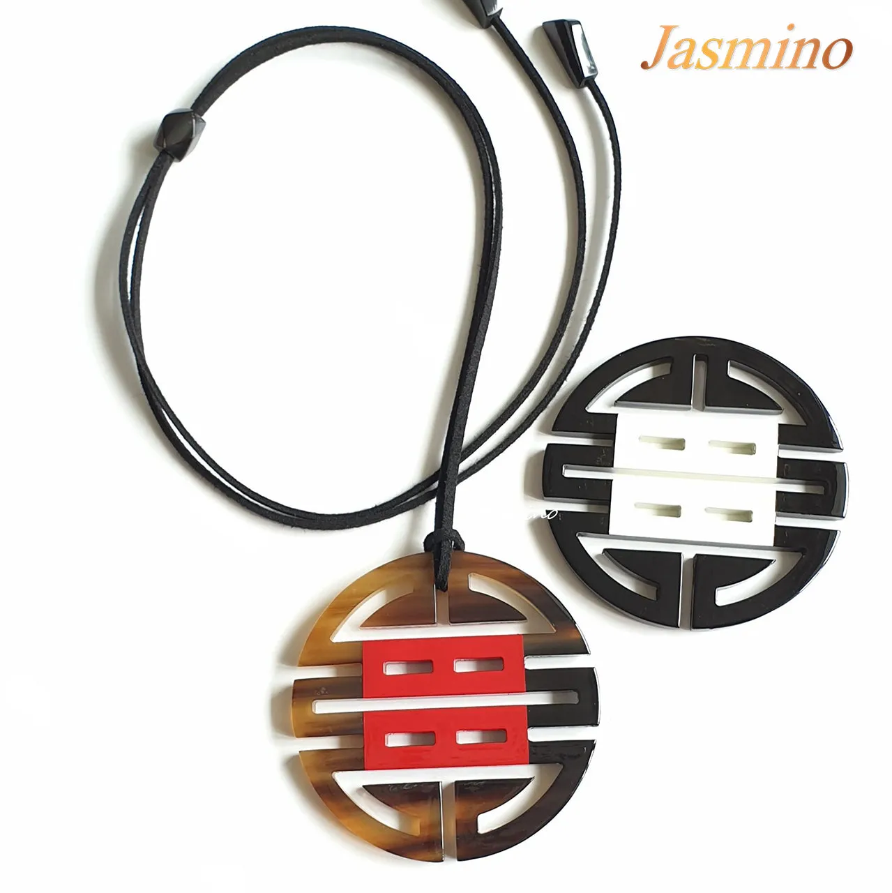 Handmade Circular Pendant J17443, Made by Natural Buffalo Horn and Lacquer