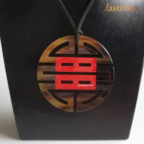 Handmade Circular Pendant J17443, Made by Natural Buffalo Horn and Lacquer