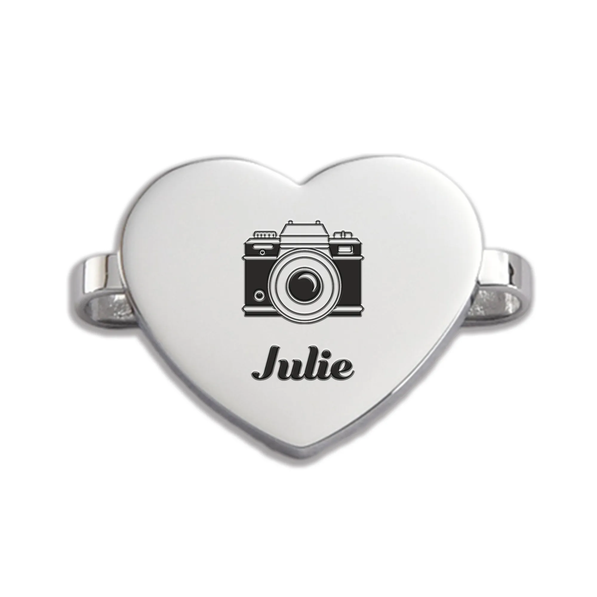 Heart and Oval Stainless Steel Watch Charm for Silicone Smartwatch IOS Band